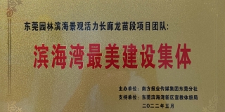 喜報丨東莞園林榮獲“濱海灣最美建設(shè)集體”殊榮